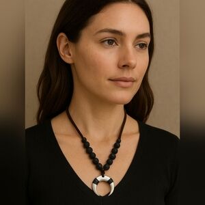 Marlyn Schiff Silver Crescent Necklace